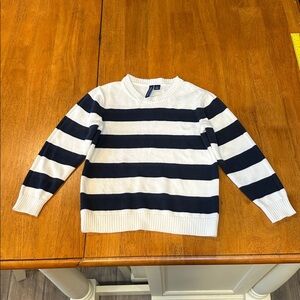 Janie and Jack Navy and White Striped Crewneck Sweater, size 5.